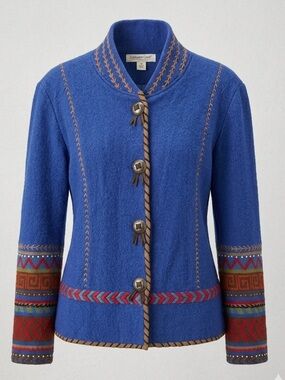 VTG Coldwater Creek Wool Blend Jacket - Southwestern Embroidery & Concho Details